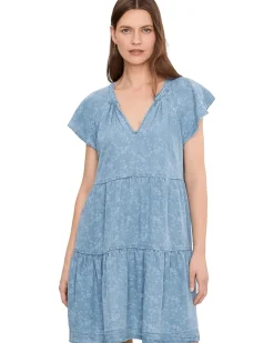 Liverpool Los Angeles Tiered Flutter Sleeve Dress Women's