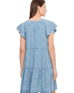 Liverpool Los Angeles Tiered Flutter Sleeve Dress Women's