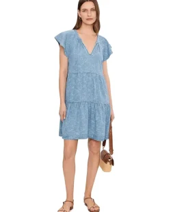 Liverpool Los Angeles Tiered Flutter Sleeve Dress Women's