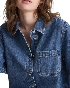 Madewell Airy Denim Boxy Mini Shirtdress Women's