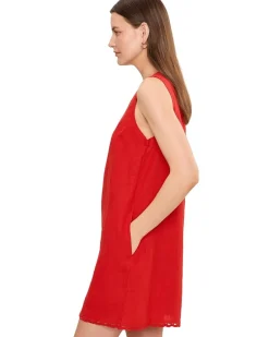 Madewell Embroidered Mini Shift Dress in 100% Linen Women's