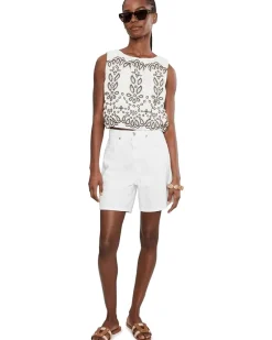 Madewell Embroidered Sleeveless Bubble Top in Poplin Women's