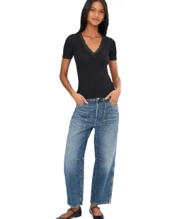 Madewell Lace-Trim V-Neck Top Women's