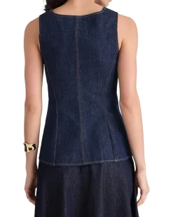 Madewell Long Line V Neck Vest In Rinse Wash Women's