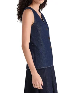 Madewell Long Line V Neck Vest In Rinse Wash Women's