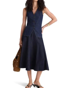 Madewell Long Line V Neck Vest In Rinse Wash Women's