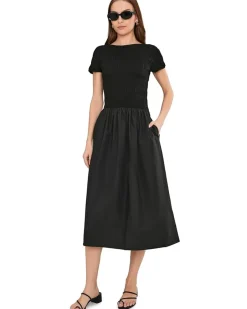 Madewell Smocked Boatneck Midi Dress Women's