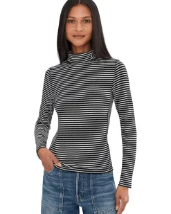 Madewell Stripe Coverstitch Turtleneck Drapey Ray Women's