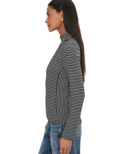 Madewell Stripe Coverstitch Turtleneck Drapey Ray Women's