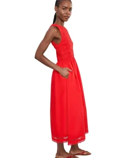 Madewell The Embroidered Melody Smocked Midi Dress Women's
