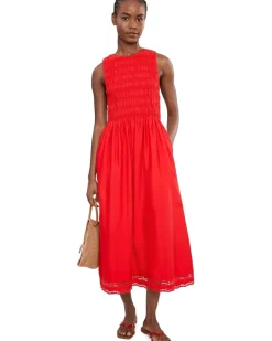 Madewell The Embroidered Melody Smocked Midi Dress Women's