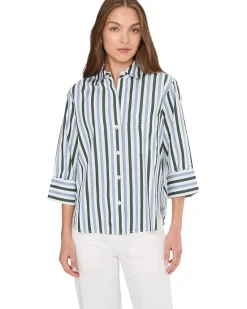 Madewell Y Neck Shirt With Adjustable Sleeve Women's