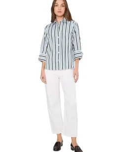 Madewell Y Neck Shirt With Adjustable Sleeve Women's