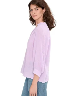 Michael Stars Kali 3/4 Sleeve Ruffle Neck Women's