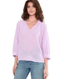 Michael Stars Kali 3/4 Sleeve Ruffle Neck Women's
