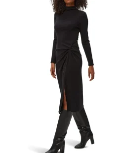 Michael Stars Tish Mock Neck Midi Dress w/ Slit Women's