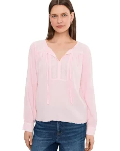 Mod-o-doc Long Sleeve Flowy Top with Lace Yoke Women's