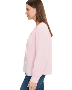 Mod-o-doc Long Sleeve Flowy Top with Lace Yoke Women's