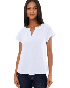 Mod-o-doc Short Sleeve Ruffle Henley Swing Top Women's