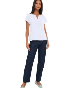Mod-o-doc Short Sleeve Ruffle Henley Swing Top Women's