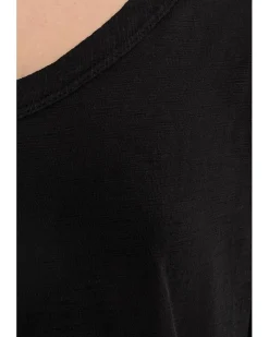 Mod-o-doc 3/4 Sleeve V-Neck Curved Hem Tee Shirt Women's