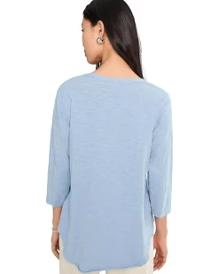 Mod-o-doc 3/4 Sleeve V-Neck Curved Hem Tee Shirt Women's