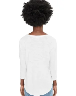 Mod-o-doc 3/4 Sleeve V-Neck Tee with Curved Hem Women's