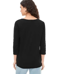 Mod-o-doc 3/4 Sleeve V-Neck Tee with Curved Hem Women's