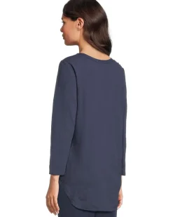 Mod-o-doc 3/4 Sleeve V-Neck Tee with Curved Hem Women's