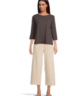 Mod-o-doc 3/4 Sleeve Waffle Mix Media Open Crew Neck Tee Women's