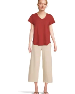 Mod-o-doc V-neck Short Sleeve Tee With Curved Hem Women's