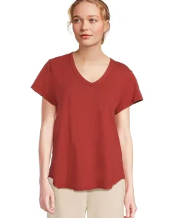 Mod-o-doc V-neck Short Sleeve Tee With Curved Hem Women's