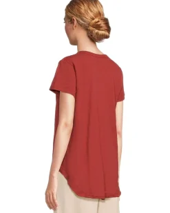 Mod-o-doc V-neck Short Sleeve Tee With Curved Hem Women's