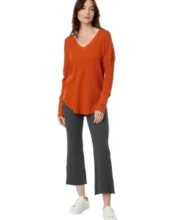 Mod-o-doc Washed Cotton Modal Thermal Long Sleeve V-Neck Tunic Women's
