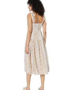 MOON RIVER Woven Printed Dress with Tied Straps Women's