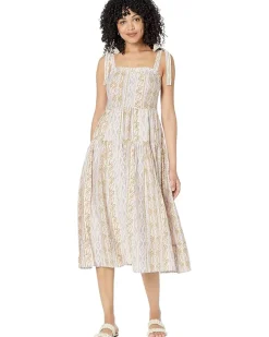 MOON RIVER Woven Printed Dress with Tied Straps Women's