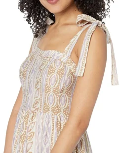 MOON RIVER Woven Printed Dress with Tied Straps Women's