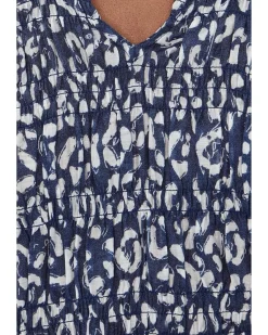 NIC+ZOE Leopard Sketch Smocked Top Women's