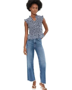 NIC+ZOE Leopard Sketch Smocked Top Women's