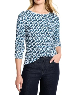 NIC+ZOE Long Sleeve Printed Boat Tee Women's