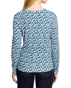 NIC+ZOE Long Sleeve Printed Boat Tee Women's