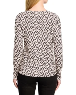 NIC+ZOE Long Sleeve Printed Boat Tee Women's