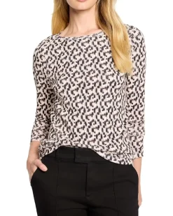NIC+ZOE Long Sleeve Printed Boat Tee Women's