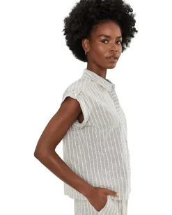 NIC+ZOE Lurex Linen Resort Shirt Women's