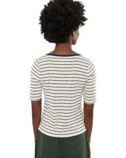 NIC+ZOE Nzt Elbow Sleeve Stripe Notch Tee Women's