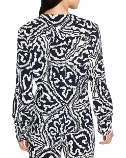 NIC+ZOE Petite Indigo Leaf Double Crepe Top Women's