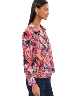 NIC+ZOE Petite Kauai Garden Cotton Crinkle Shirt Women's