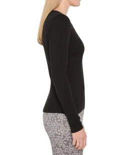 NIC+ZOE Petite Trimmed Perfect Knit Rib V-neck Top Women's