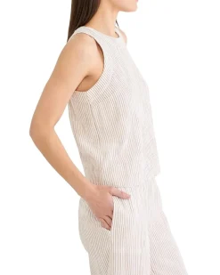 NIC+ZOE Pinstripe Gauze Pop On Tank Women's