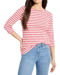 NIC+ZOE 3/4 Sleeve Stripe Boat Tee Women's